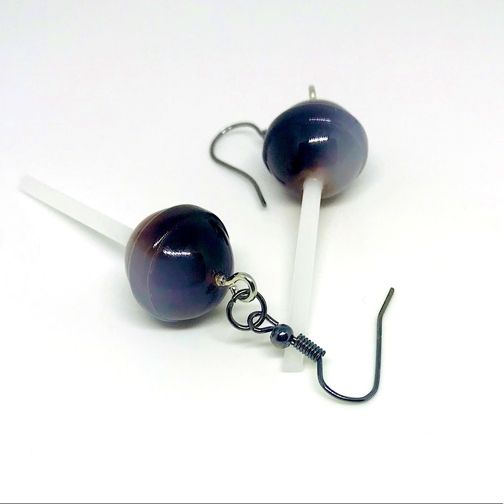RootBeer Lollipop Sucker Crazy Trendy Adorable Statement Streetwear Earrings NEW